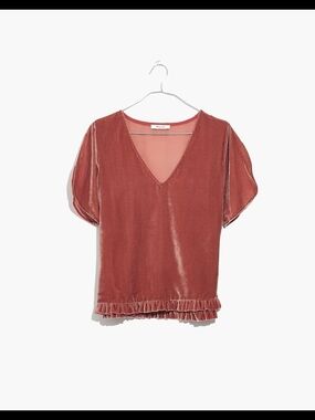 Velvet Madewell V-Neck Ruffle Hem Top, L